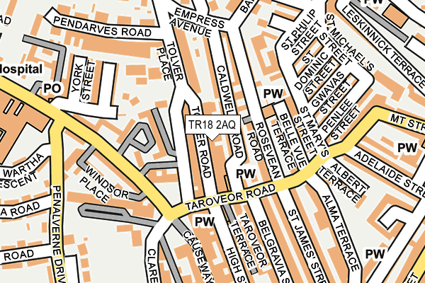 TR18 2AQ map - OS OpenMap – Local (Ordnance Survey)
