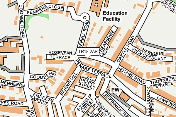 TR18 2AR map - OS OpenMap – Local (Ordnance Survey)