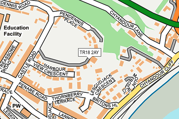 TR18 2AY map - OS OpenMap – Local (Ordnance Survey)