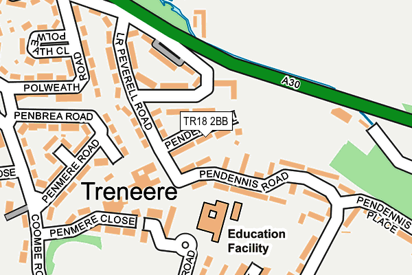 TR18 2BB map - OS OpenMap – Local (Ordnance Survey)