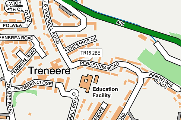 TR18 2BE map - OS OpenMap – Local (Ordnance Survey)