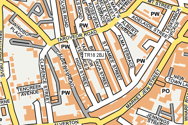 TR18 2BJ map - OS OpenMap – Local (Ordnance Survey)