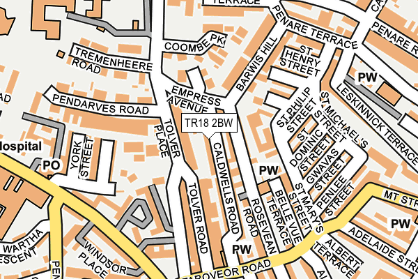 TR18 2BW map - OS OpenMap – Local (Ordnance Survey)