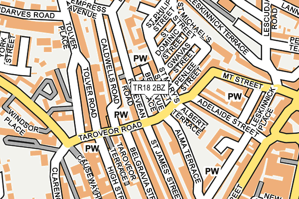 TR18 2BZ map - OS OpenMap – Local (Ordnance Survey)