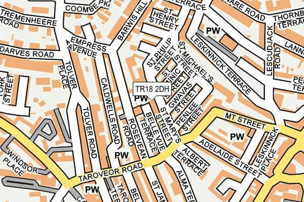 TR18 2DH map - OS OpenMap – Local (Ordnance Survey)