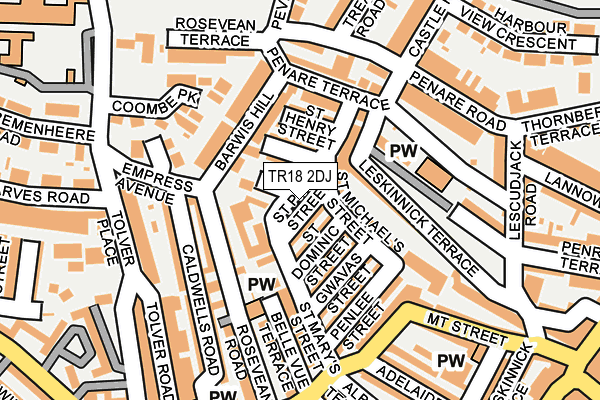 TR18 2DJ map - OS OpenMap – Local (Ordnance Survey)