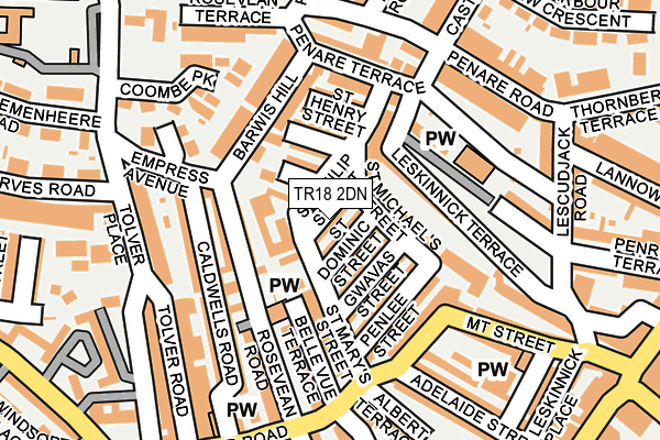 TR18 2DN map - OS OpenMap – Local (Ordnance Survey)