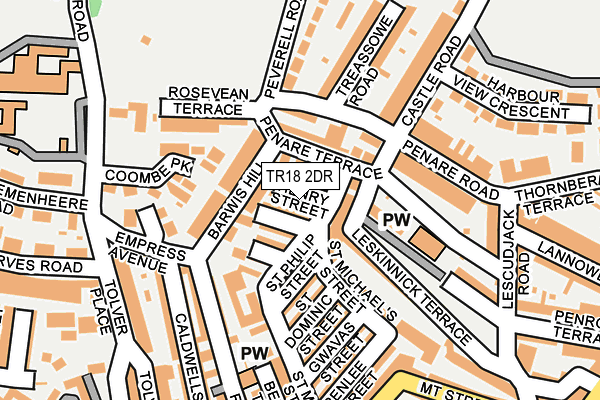 TR18 2DR map - OS OpenMap – Local (Ordnance Survey)