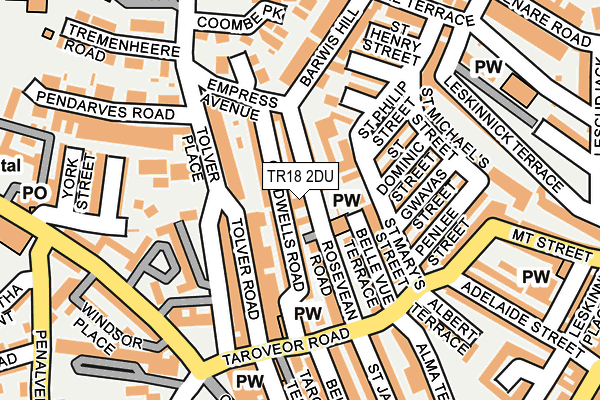 TR18 2DU map - OS OpenMap – Local (Ordnance Survey)
