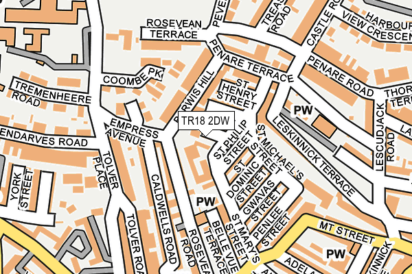 TR18 2DW map - OS OpenMap – Local (Ordnance Survey)