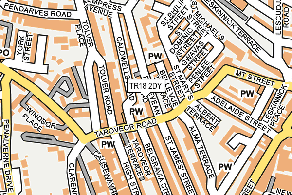 TR18 2DY map - OS OpenMap – Local (Ordnance Survey)