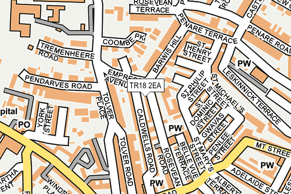 TR18 2EA map - OS OpenMap – Local (Ordnance Survey)