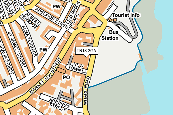 TR18 2GA map - OS OpenMap – Local (Ordnance Survey)