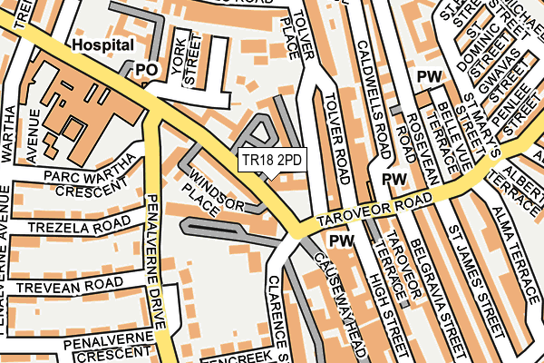 TR18 2PD map - OS OpenMap – Local (Ordnance Survey)