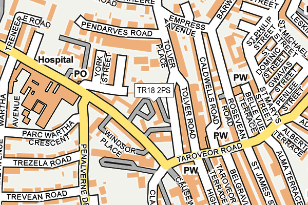 TR18 2PS map - OS OpenMap – Local (Ordnance Survey)