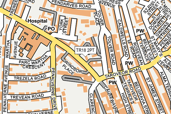 TR18 2PT map - OS OpenMap – Local (Ordnance Survey)