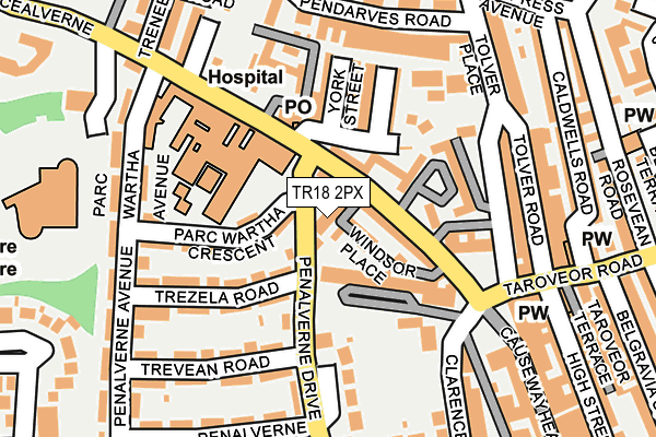 TR18 2PX map - OS OpenMap – Local (Ordnance Survey)