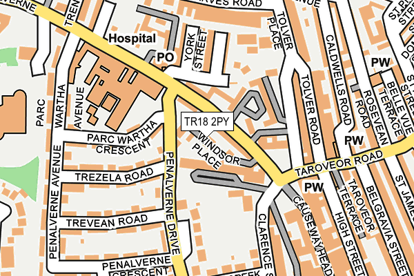 TR18 2PY map - OS OpenMap – Local (Ordnance Survey)
