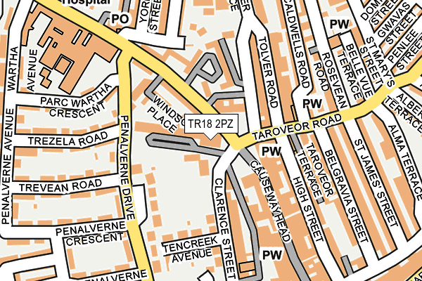 TR18 2PZ map - OS OpenMap – Local (Ordnance Survey)