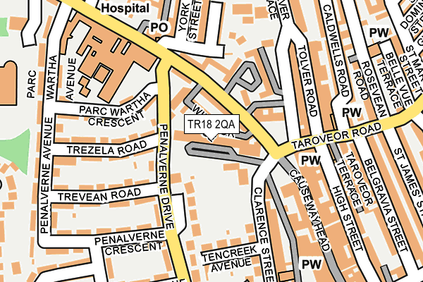 TR18 2QA map - OS OpenMap – Local (Ordnance Survey)