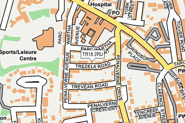 TR18 2RU map - OS OpenMap – Local (Ordnance Survey)