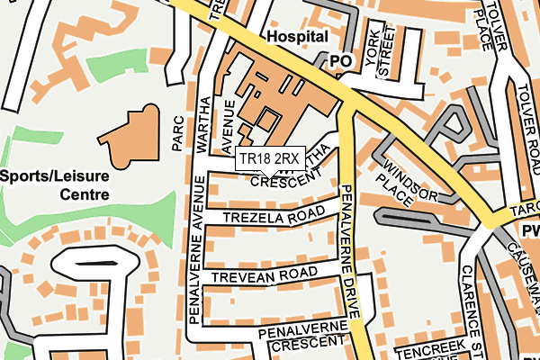 TR18 2RX map - OS OpenMap – Local (Ordnance Survey)