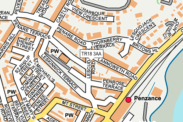 TR18 3AA map - OS OpenMap – Local (Ordnance Survey)