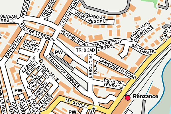 TR18 3AD map - OS OpenMap – Local (Ordnance Survey)