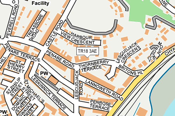 TR18 3AE map - OS OpenMap – Local (Ordnance Survey)