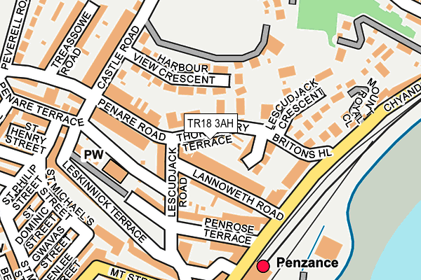 TR18 3AH map - OS OpenMap – Local (Ordnance Survey)