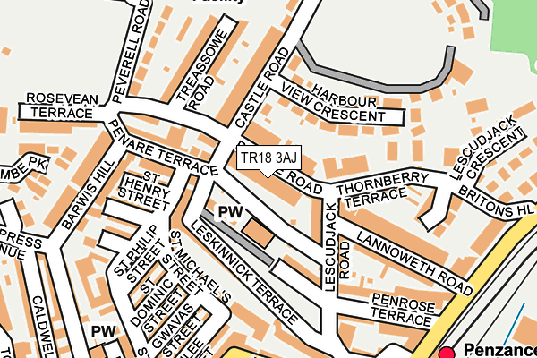 TR18 3AJ map - OS OpenMap – Local (Ordnance Survey)