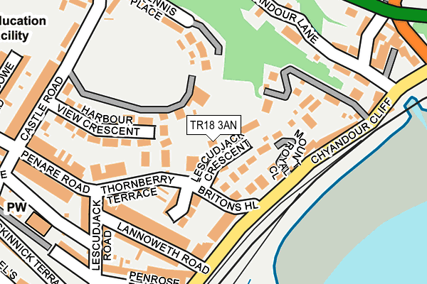 TR18 3AN map - OS OpenMap – Local (Ordnance Survey)