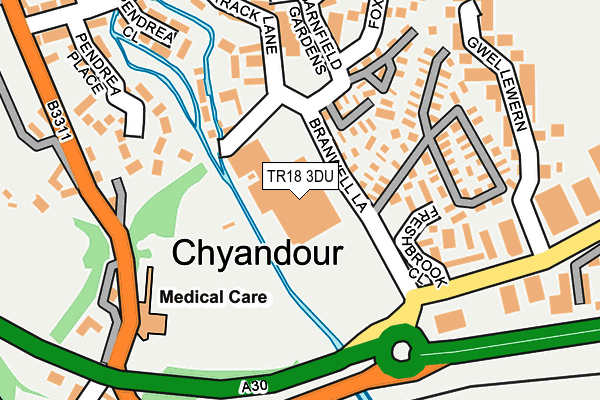 TR18 3DU map - OS OpenMap – Local (Ordnance Survey)