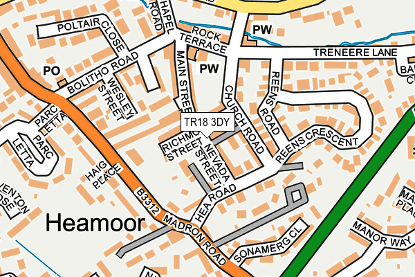 TR18 3DY map - OS OpenMap – Local (Ordnance Survey)