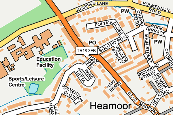 TR18 3EB map - OS OpenMap – Local (Ordnance Survey)