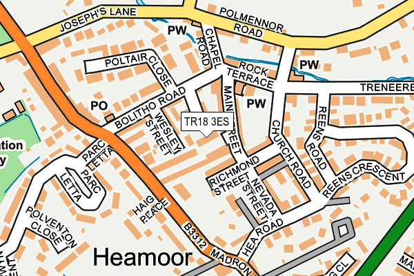 TR18 3ES map - OS OpenMap – Local (Ordnance Survey)