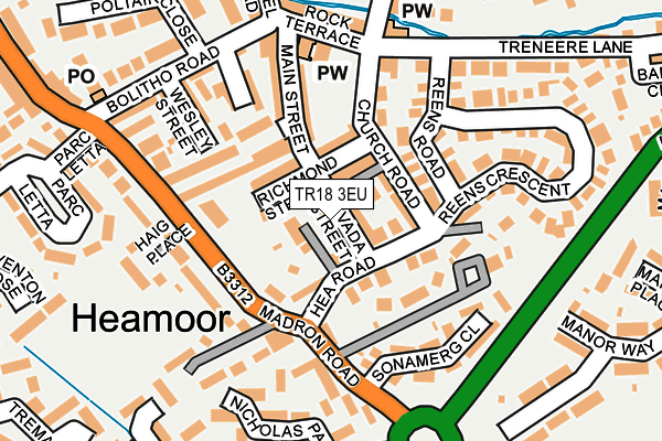 TR18 3EU map - OS OpenMap – Local (Ordnance Survey)