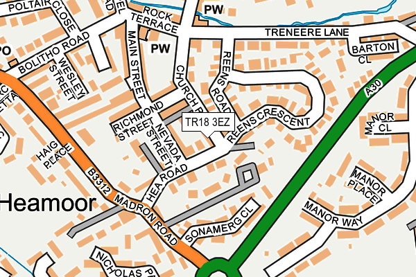 TR18 3EZ map - OS OpenMap – Local (Ordnance Survey)