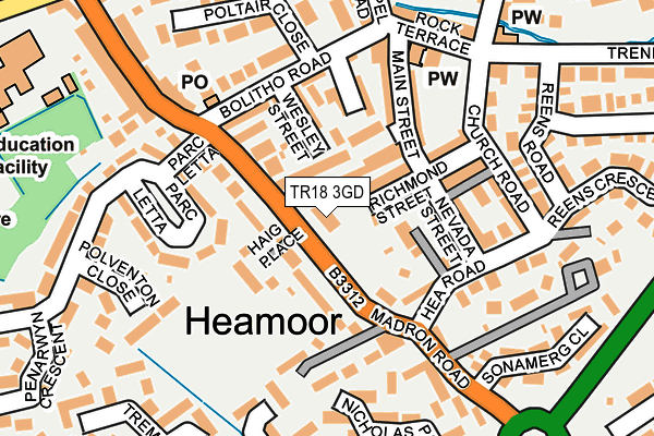 TR18 3GD map - OS OpenMap – Local (Ordnance Survey)