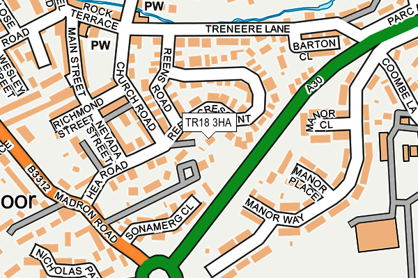 TR18 3HA map - OS OpenMap – Local (Ordnance Survey)