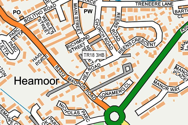 TR18 3HB map - OS OpenMap – Local (Ordnance Survey)