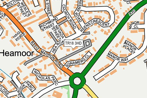 TR18 3HD map - OS OpenMap – Local (Ordnance Survey)