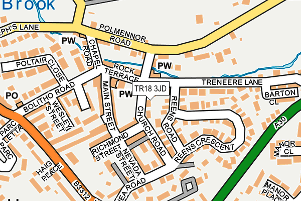 TR18 3JD map - OS OpenMap – Local (Ordnance Survey)