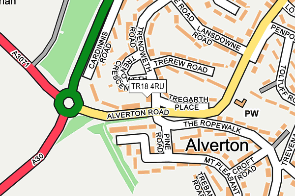 TR18 4RU map - OS OpenMap – Local (Ordnance Survey)