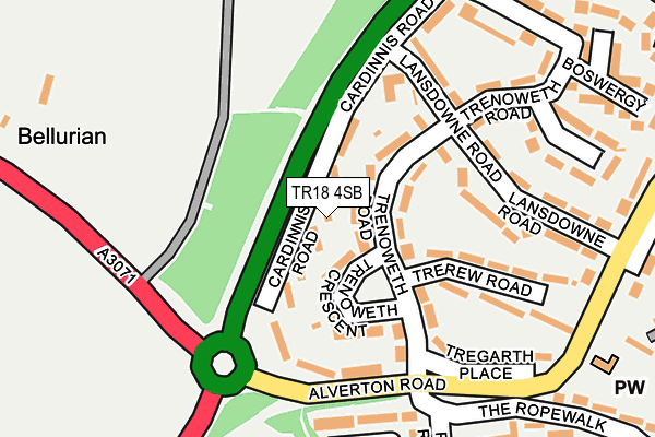 TR18 4SB map - OS OpenMap – Local (Ordnance Survey)