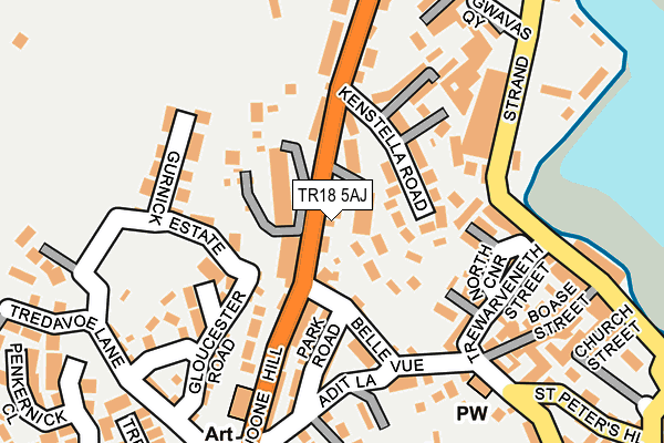 TR18 5AJ map - OS OpenMap – Local (Ordnance Survey)