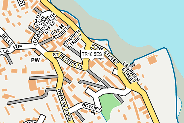 TR18 5ES map - OS OpenMap – Local (Ordnance Survey)