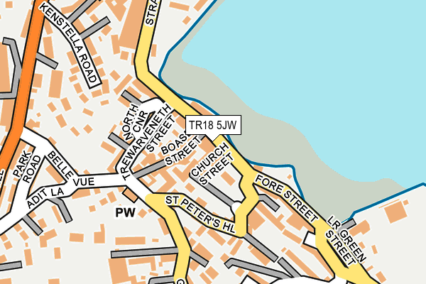 TR18 5JW map - OS OpenMap – Local (Ordnance Survey)