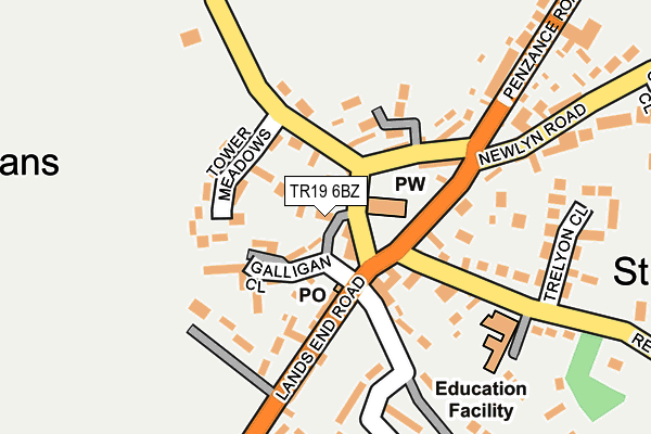 TR19 6BZ map - OS OpenMap – Local (Ordnance Survey)