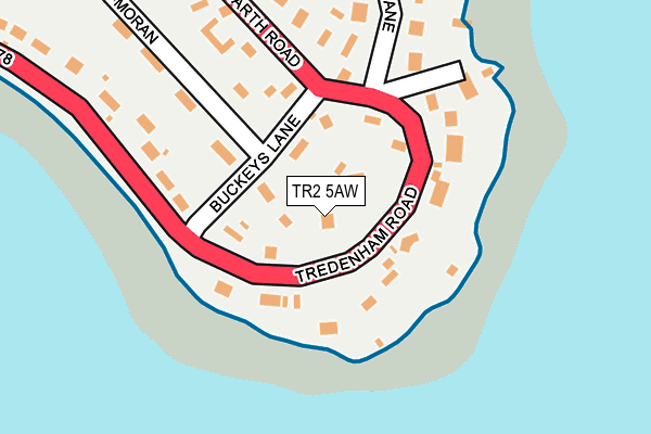TR2 5AW map - OS OpenMap – Local (Ordnance Survey)